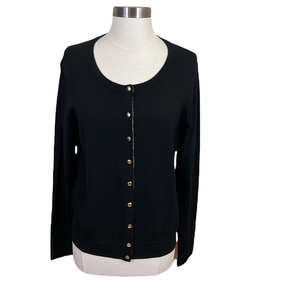 Banana Republic Sweaters - Banana Republic Black Gold Button Down Fine Merino Wool Cardigan L